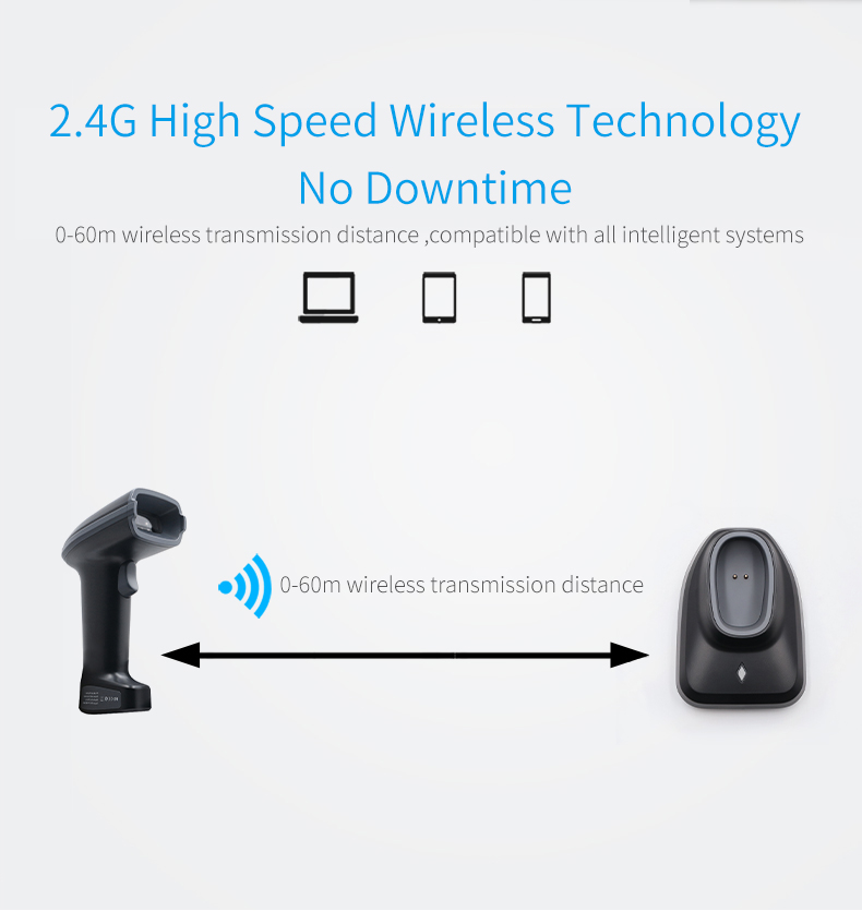 Barcode Scanner Wireless - Беспроводной сканер штрих-кода с подставкой для