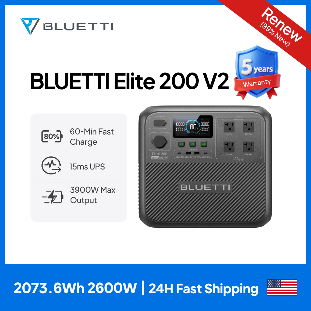 Solar Powered Charger - 【Обновленная модель】Портативная электростанция BLUETTI Elite 200