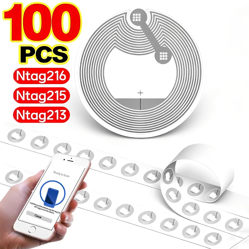 Nfc Tag Programmable - 100/5 шт. NFC-метки NTAG213/NTAG215/NTAG216, клейкие NFC-наклейки,